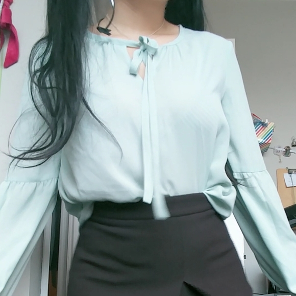 Karl Lagerfeld Tops - Karl lagerfeld mint green/aqua blouse